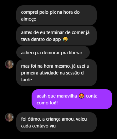 Mensagem real de fonoaudióloga pelo Instagram
